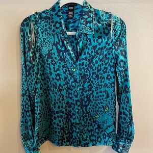 CUSTO BARCELONA designer VINTAGE / Rare PANTHER jade Chittagong print button XS